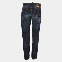 Pre Owned Dsquared2 Indigo Blue Denim Distressed Jeans L