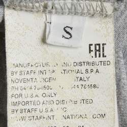 Pre Owned Dsquared2 Grey Printed Cotton Blend Distressed T-Shirt S 