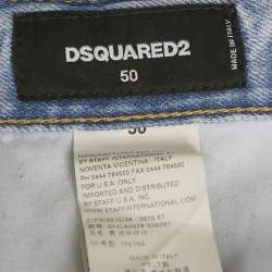 مملوكة مسبقًا بنطلون ديسكوارد2 جينز دينيم أزرق ممزق مقاس صغير (وسط 33 بوصة)