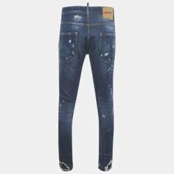 مملوكة مسبقًا بنطلون جينز ديكسكويرد2 كلاسيك كيني تويست ممزق أزرق دِنِم مقاس كبير خصر 36"