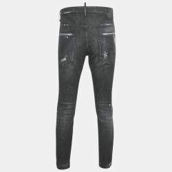 Pre Owned Dsquared2 Black Distressed Denim Skater Jeans XL Waist 36"