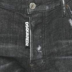 Pre Owned Dsquared2 Black Distressed Denim Skater Jeans XL Waist 36"
