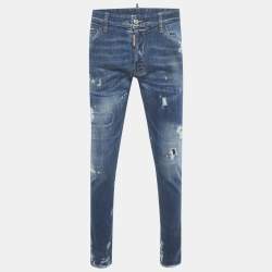 Pre Owned Dsquared2 Blue Distressed Denim Cool Guy Jeans L Waist 35"
