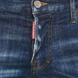 Pre Owned Dsquared2 Blue Distressed Denim Slim Jeans L Waist 33"