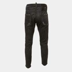 Pre Owned Dsquared2 Black Distressed Denim Skinny Jeans L/ XL Waist 36"