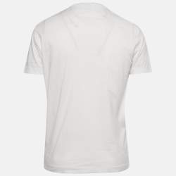 Pre Owned Dsquared2 White Logo Tape Print Jersey T-Shirt L