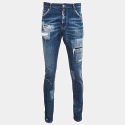 Pre Owned Dsquared2 Blue Distressed Denim Cool Guy Jeans XL Waist 37"