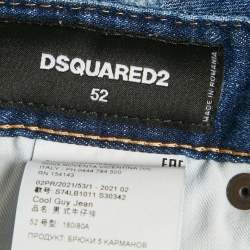 Pre Owned Dsquared2 Blue Distressed Denim Cool Guy Jeans XL Waist 36"