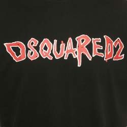 Pre Owned Dsquared2 Black Logo Print Cotton T-Shirt XL