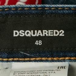 مملوكة مسبقًا Dsquared2 Blue Denim Logo Tape Brad Jeans M/Waist 34