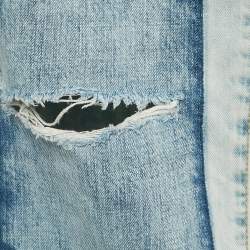 Pre Owned Dsquared2 Blue Denim Patch Detail Jeans XL Waist 38"