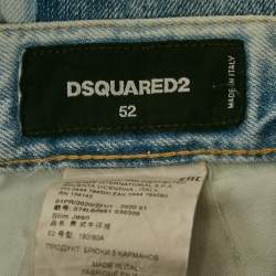 Pre Owned Dsquared2 Blue Denim Patch Detail Jeans XL Waist 38"