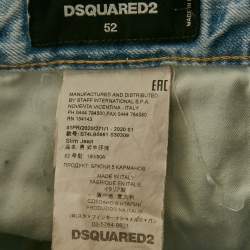 Pre Owned Dsquared2 Blue Denim Patch Detail Jeans XL Waist 38"