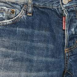 مملوكة مسبقًا Dsquared2 Navy Blue Denim Distressed Jeans L Waist 34" 