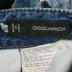 مملوكة مسبقًا Dsquared2 Navy Blue Denim Distressed Jeans L Waist 34" 