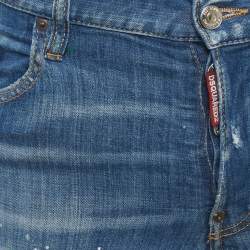 Pre Owned بنطلون جينز ديسكويرد2 دنيم أزرق نمط ممزق بقصة ضيفة مقاس متوسط /ميديوم - الخصر 34"