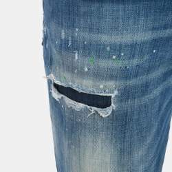 Pre Owned بنطلون جينز ديسكويرد2 دنيم أزرق نمط ممزق بقصة ضيفة م قاس متوسط /ميديوم - الخصر 34"