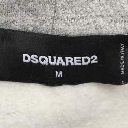 Pre Owned DSQUARED2 Grey Graphic-Print Cotton Hoodie M