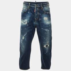مملوكة مسبقًا Dsquared2 Navy Blue Distressed Denim Kawaii Jeans S