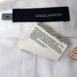 Pre Owned Dsquared2 White Denim High Rise Jeans M/Waist 28"