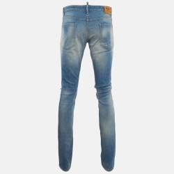 Pre Owned Dsquared2 Blue Faded Denim Distressed Jeans L/Waist 34" 