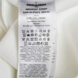 Pre Owned Dsquared2 White Cotton Knit Logo Graphic Crewneck Sweatshirt L