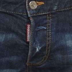 Pre Owned Dsquared2 Navy Blue Faded Denim Slim Fit Jeans XL/Waist 36"