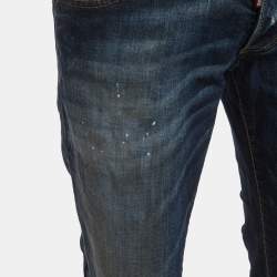 Pre Owned Dsquared2 Navy Blue Faded Denim Slim Fit Jeans XL/Waist 36"