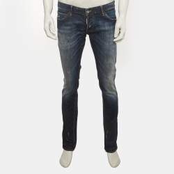 Pre Owned Dsquared2 Navy Blue Faded Denim Slim Fit Jeans XL/Waist 36"