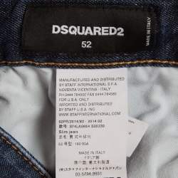 Pre Owned Dsquared2 Navy Blue Faded Denim Slim Fit Jeans XL/Waist 36"