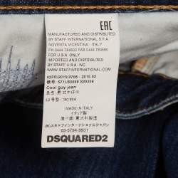 Pre Owned Dsquared2 Blue Paint Splatter Distressed Denim Jeans XL/Waist 38"