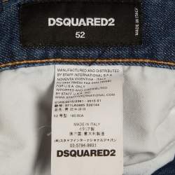 Pre Owned Dsquared2 Blue Paint Splattered Distressed Denim Slim Fit Jeans XL/Waist 37"