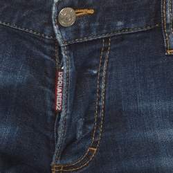 Pre Owned Dsquared2 Blue Paint Splattered Distressed Denim Slim Fit Jeans XL/Waist 36"