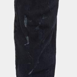Pre Owned Dsquared2 Blue Paint Splattered Distressed Denim Slim Fit Jeans XL/Waist 36"