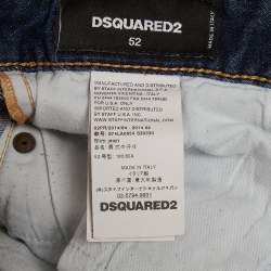 Pre Owned Dsquared2 Blue Paint Splattered Distressed Denim Slim Fit Jeans XL/Waist 36"