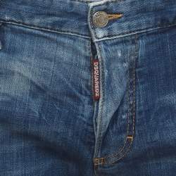 Pre Owned Dsquared2 Blue Paint Splattered Distressed Denim Slim Fit Jeans XL/Waist 38"