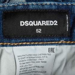 Pre Owned Dsquared2 Blue Paint Splatter Distressed Denim Slim Fit Jeans XL/Waist 38"