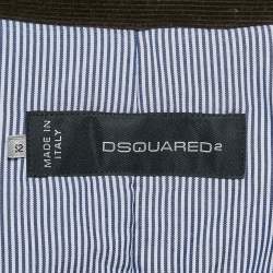 Pre Owned Dsquared2 Grey/Brown Herringbone Wool and Leather Jacket XL