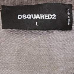 مملوكة مسبقًا Dsquared2 Grey Bear Logo Print Jersey Crewneck T-Shirt L