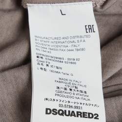 مملوكة مسبقًا Dsquared2 Grey Bear Logo Print Jersey Crewneck T-Shirt L
