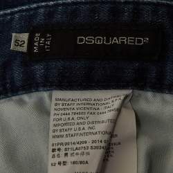 Pre Owned Dsquared2 Blue Distressed Denim Skinny Jeans XL/Waist 36"