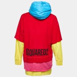 Pre Owned Dsquared2 Multicolour Stripe Printed Cotton Knit Slouch Fit Hoodie M