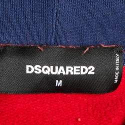 Pre Owned Dsquared2 Multicolour Stripe Printed Cotton Knit Slouch Fit Hoodie M