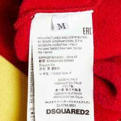Pre Owned Dsquared2 Multicolour Stripe Printed Cotton Knit Slouch Fit Hoodie M