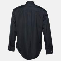مملوكة مسبقًا Dsquared2 Black Color Block Stripe Detail Cotton Long Sleeve Shirt L