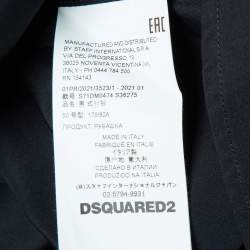 مملوكة مسبقًا Dsquared2 Black Color Block Stripe Detail Cotton Long Sleeve Shirt L