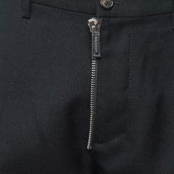Pre Owned Dsquared2 Black Wool Zip Detail Straight Leg Trousers XL