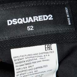 Pre Owned Dsquared2 Black Wool Zip Detail Straight Leg Trousers XL