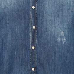 Pre Owned Dsquared2 Blue Distressed Denim Button Up Shirt XL