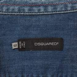 Pre Owned Dsquared2 Blue Distressed Denim Button Up Shirt XL